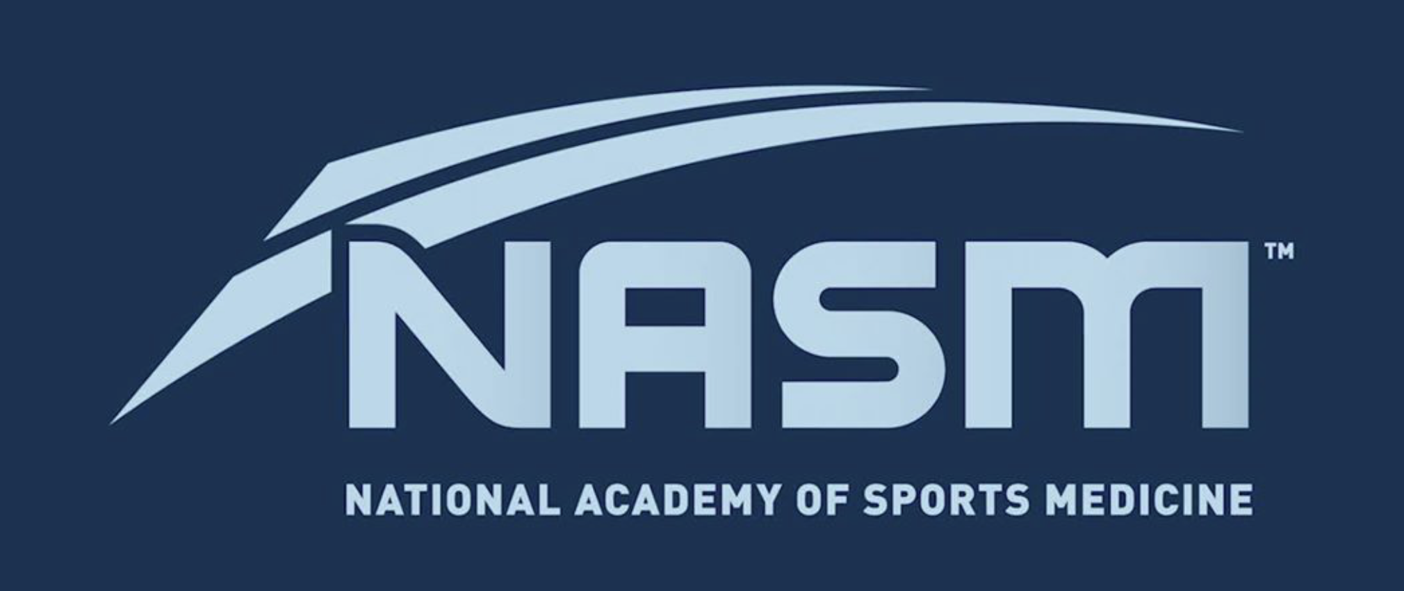 Logo of the National Academy of Sports Medicine (NASM) representing fitness training and nutrition expertise for Bill Cunningham Fitness.